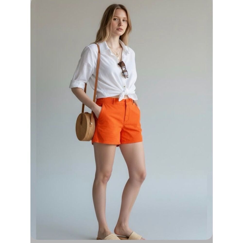 J Crew Chino Orange Short 3.5" Summer Daily Wear Women's Size 6